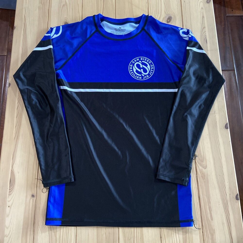 Blue Black Long Sleeve San Diego Jiu Jitsu Rash Guard Medium